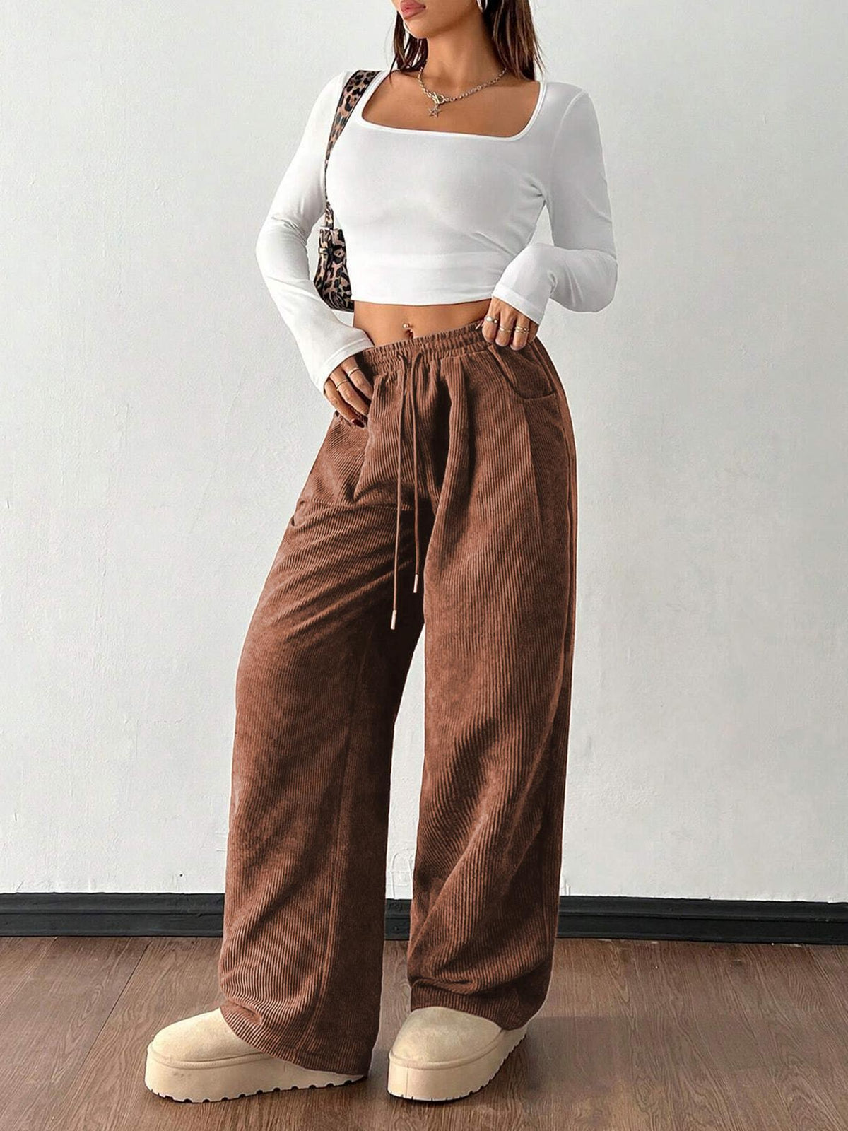 Pantalon velours cote femme large - Souple et tendance