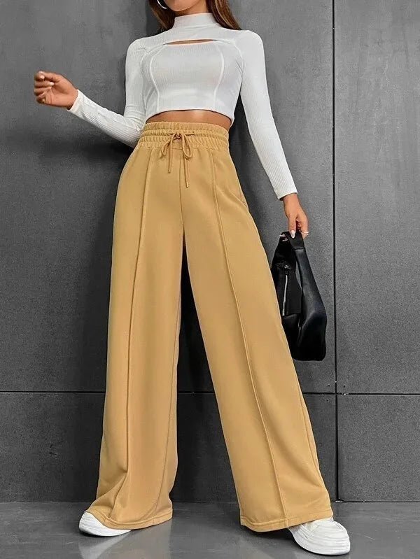 Pantalon de Détente Femme Taille Haute Léger – Coupe Large Confort