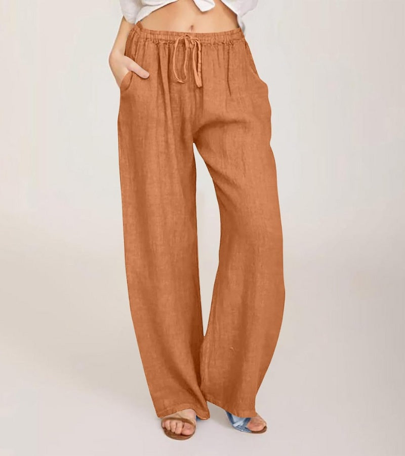 Pantalon Large Décontracté en Coton Femme – Pantalon d’Été Léger Taille Haute
