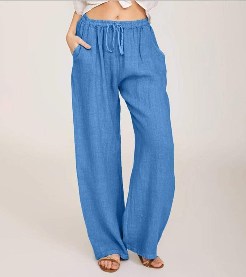 Pantalon Large Décontracté en Coton Femme – Pantalon d’Été Léger Taille Haute