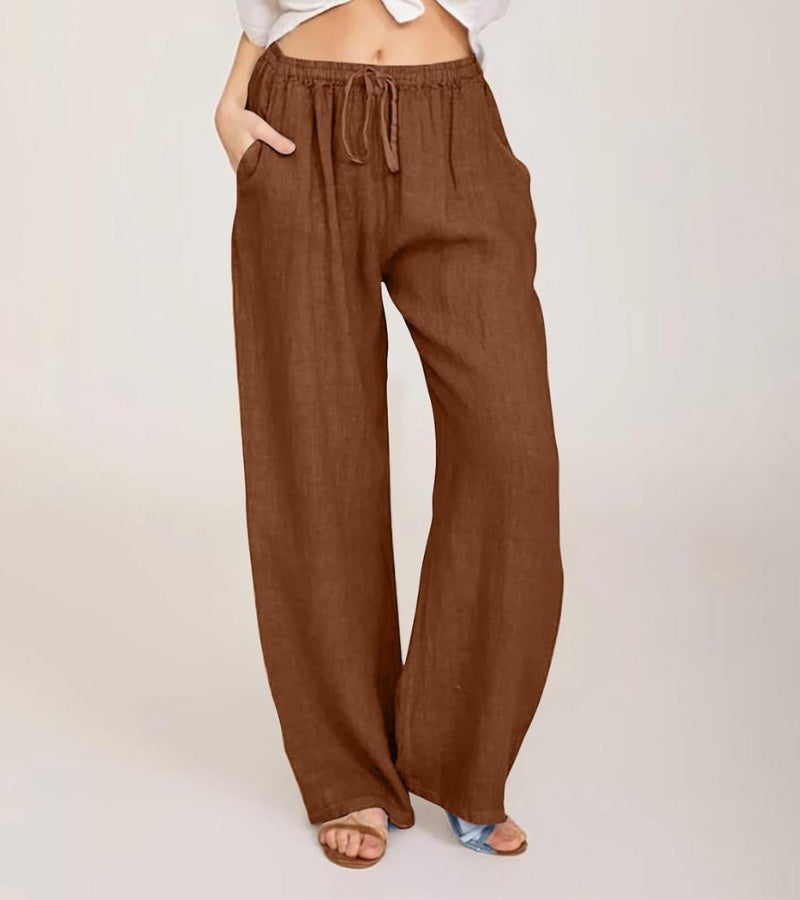 Pantalon Large Décontracté en Coton Femme – Pantalon d’Été Léger Taille Haute