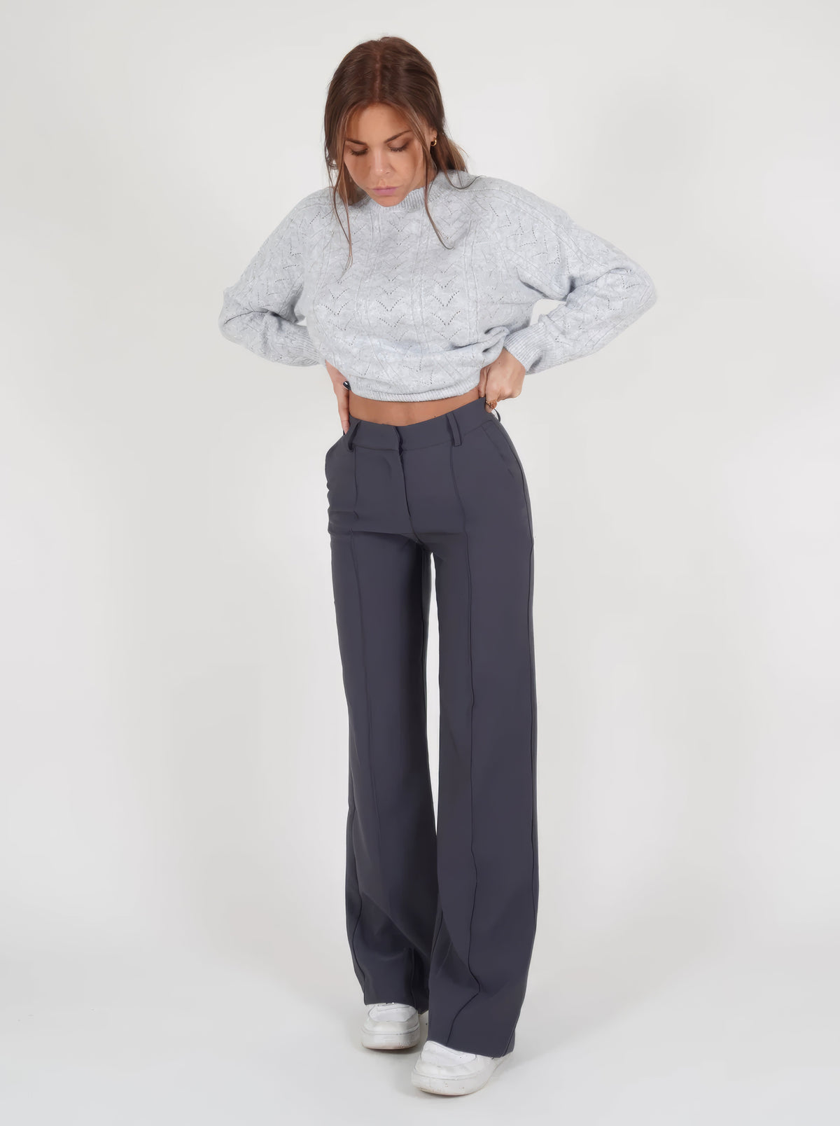 Pantalon Taille Haute à Jambes Droites