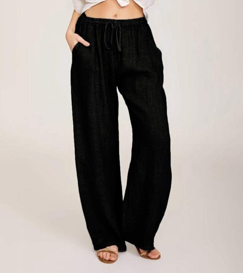 Pantalon Large Décontracté en Coton Femme – Pantalon d’Été Léger Taille Haute