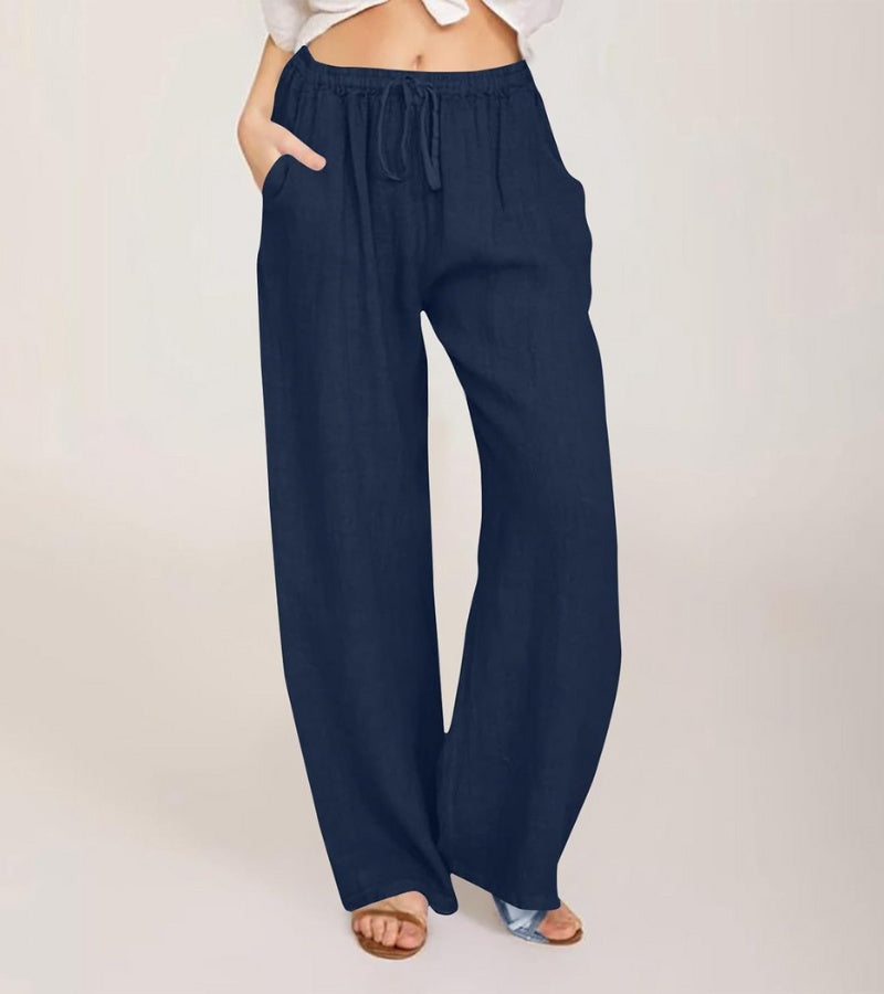 Pantalon Large Décontracté en Coton Femme – Pantalon d’Été Léger Taille Haute