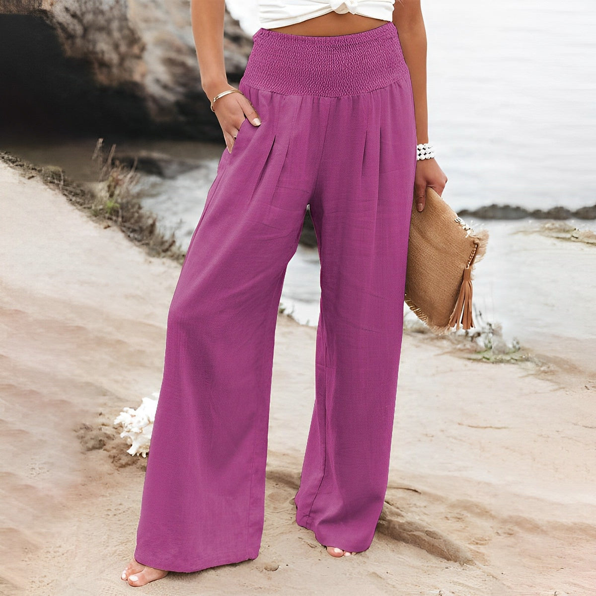 Pantalon femme large et fluide taille confortable