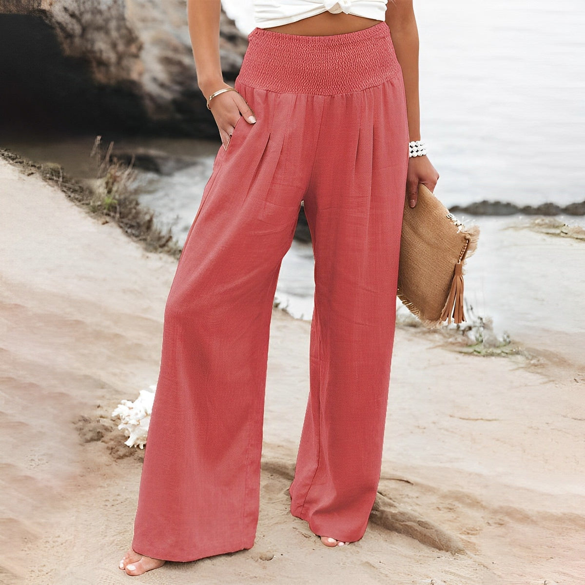 Pantalon femme large et fluide taille confortable