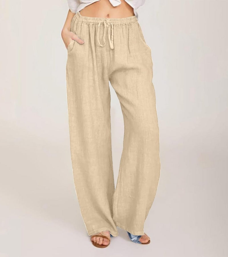 Pantalon Large Décontracté en Coton Femme – Pantalon d’Été Léger Taille Haute