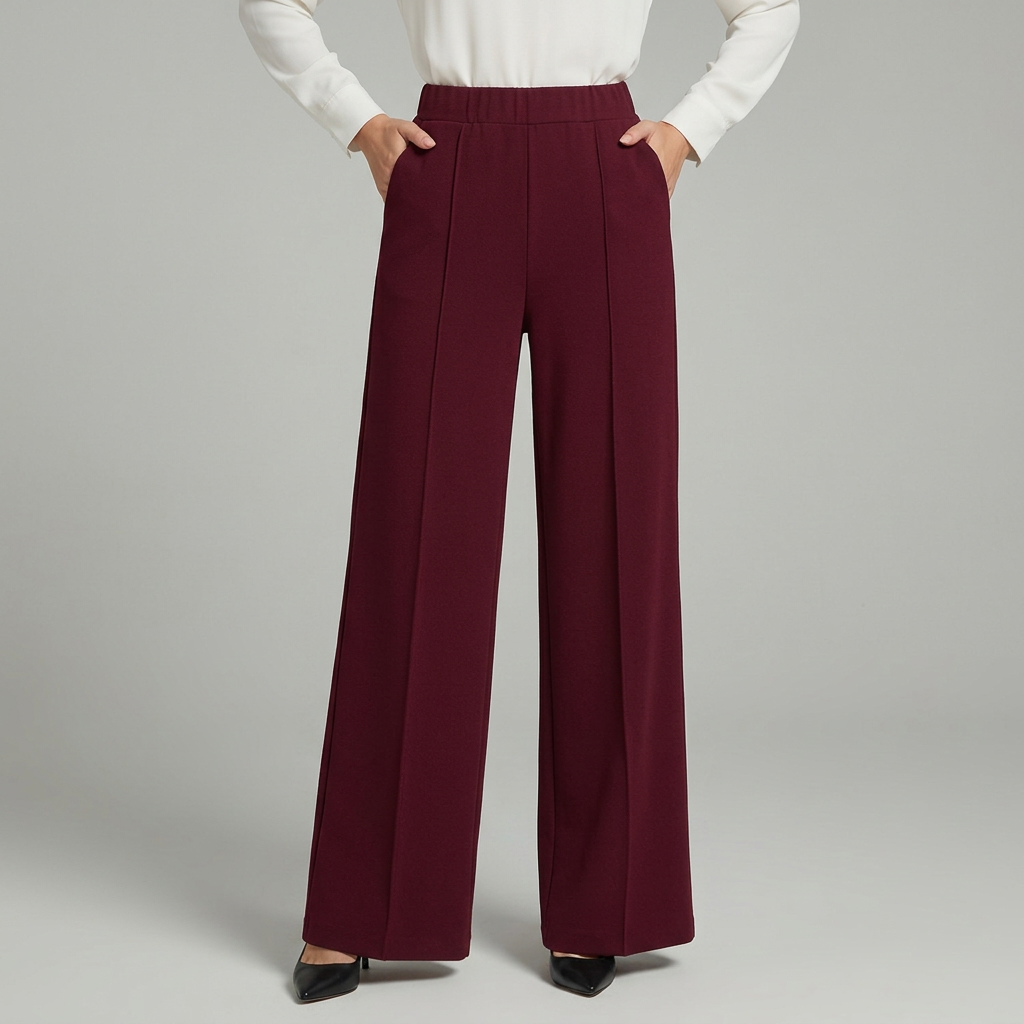 Pantalon large plisse taille haute - Elegant et fluide
