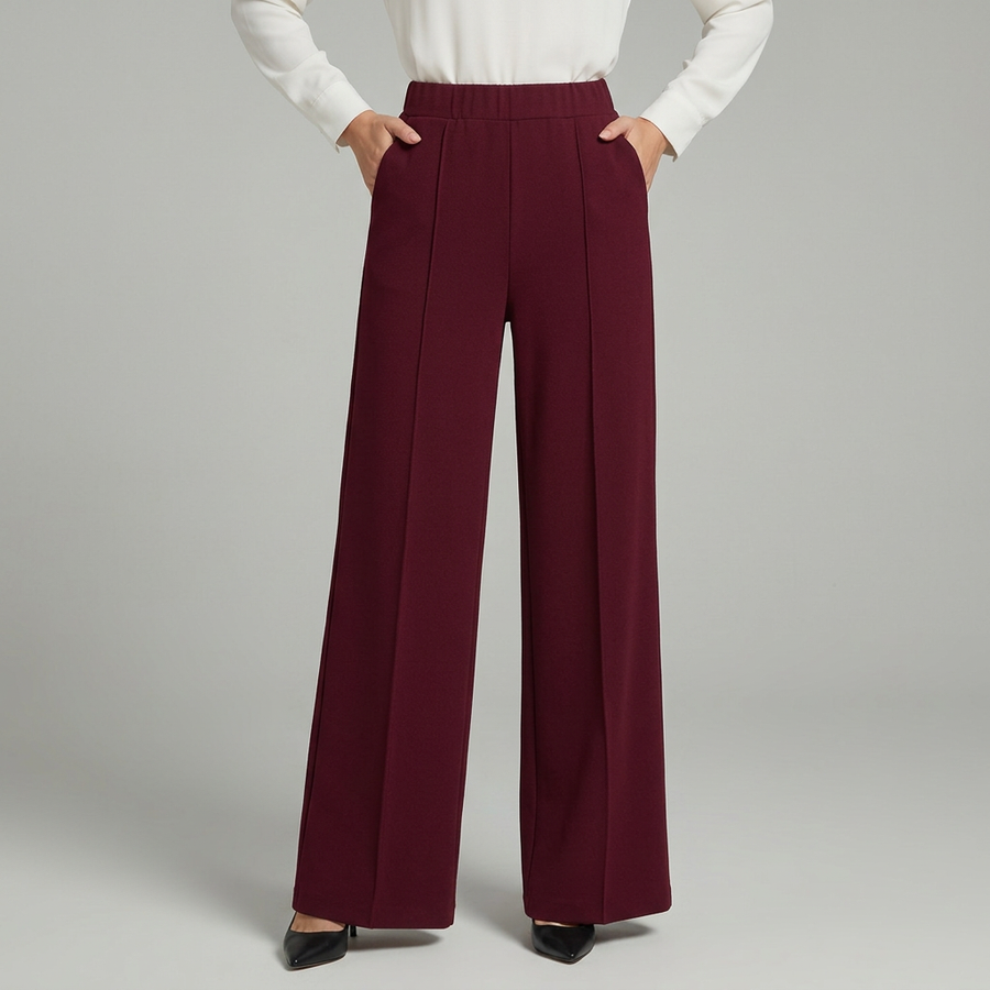 Pantalon large plisse taille haute - Elegant et fluide