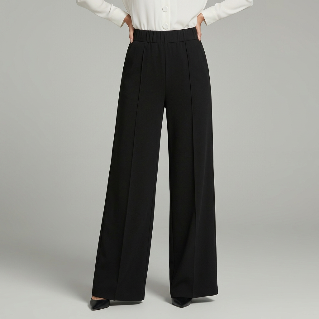 Pantalon large plisse taille haute - Elegant et fluide