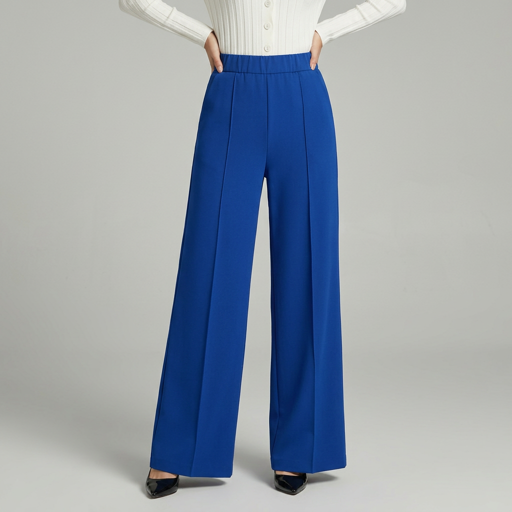 Pantalon large plisse taille haute - Elegant et fluide