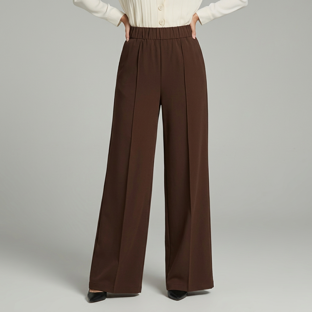 Pantalon large plisse taille haute - Elegant et fluide