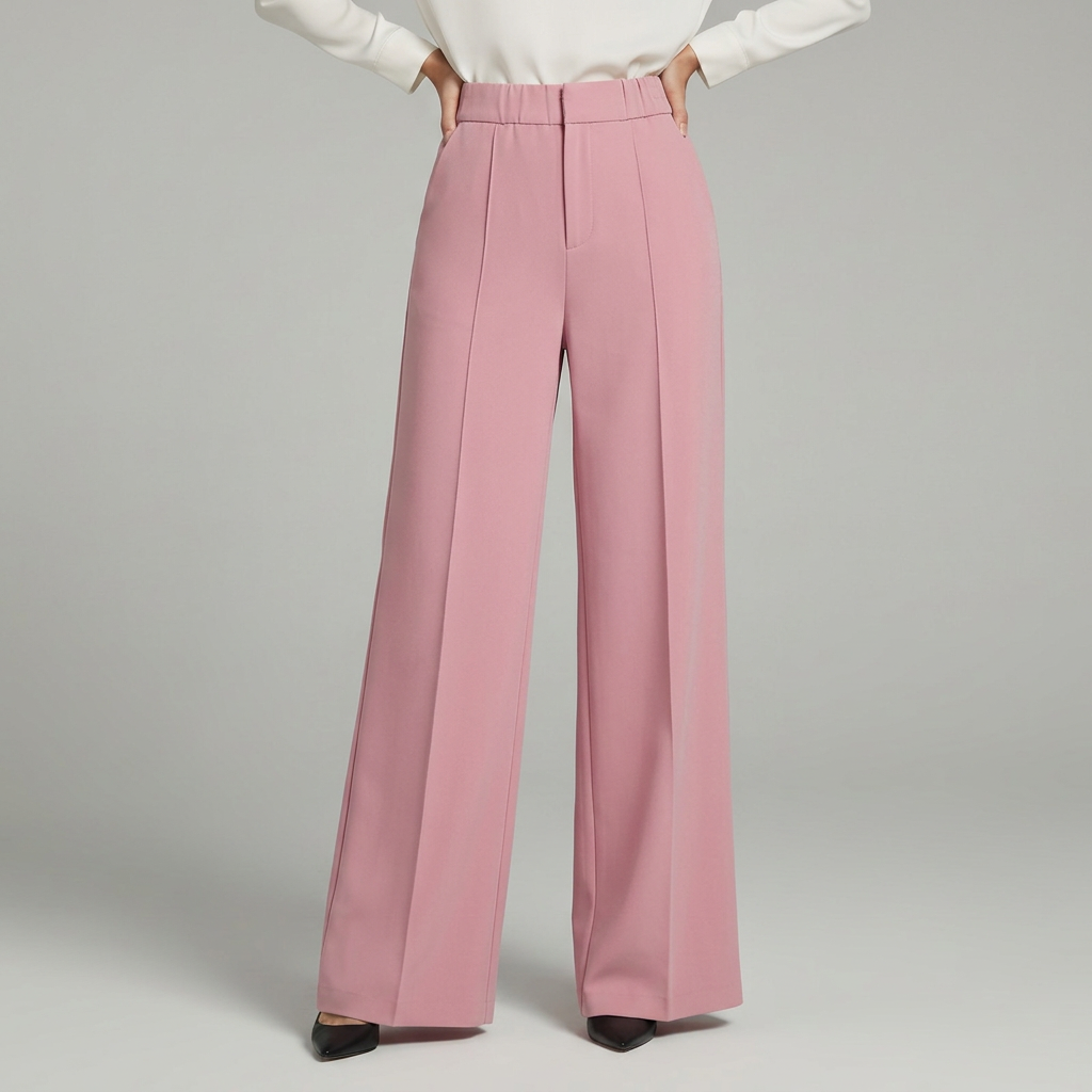 Pantalon large plisse taille haute - Elegant et fluide