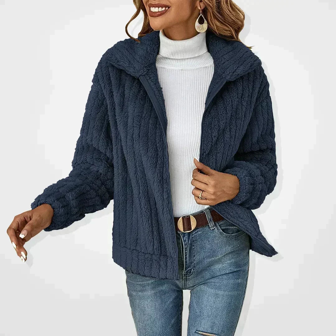 Delphine - Veste Élégante Peluche Zippée