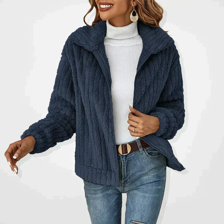 Delphine - Veste Élégante Peluche Zippée