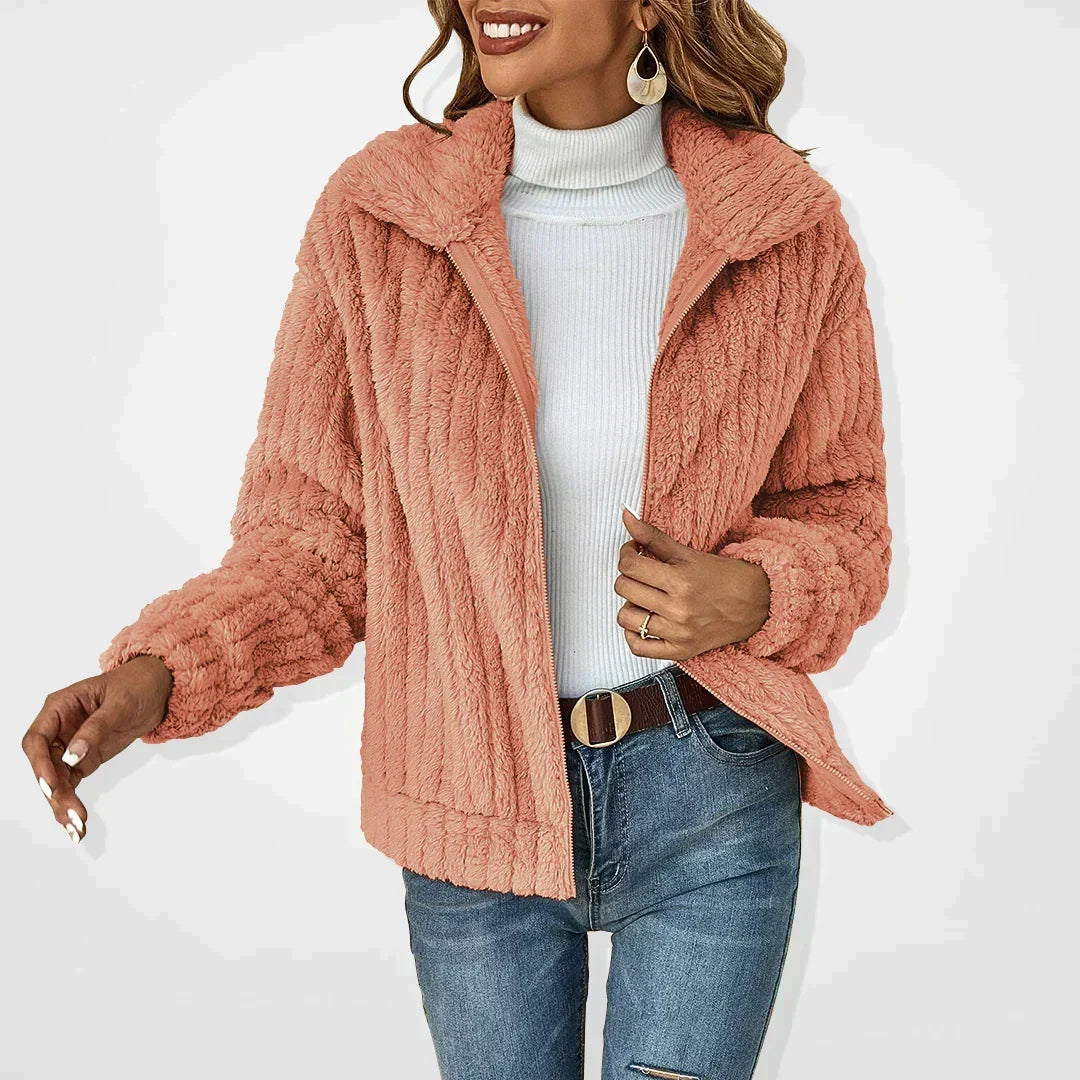 Delphine - Veste Élégante Peluche Zippée