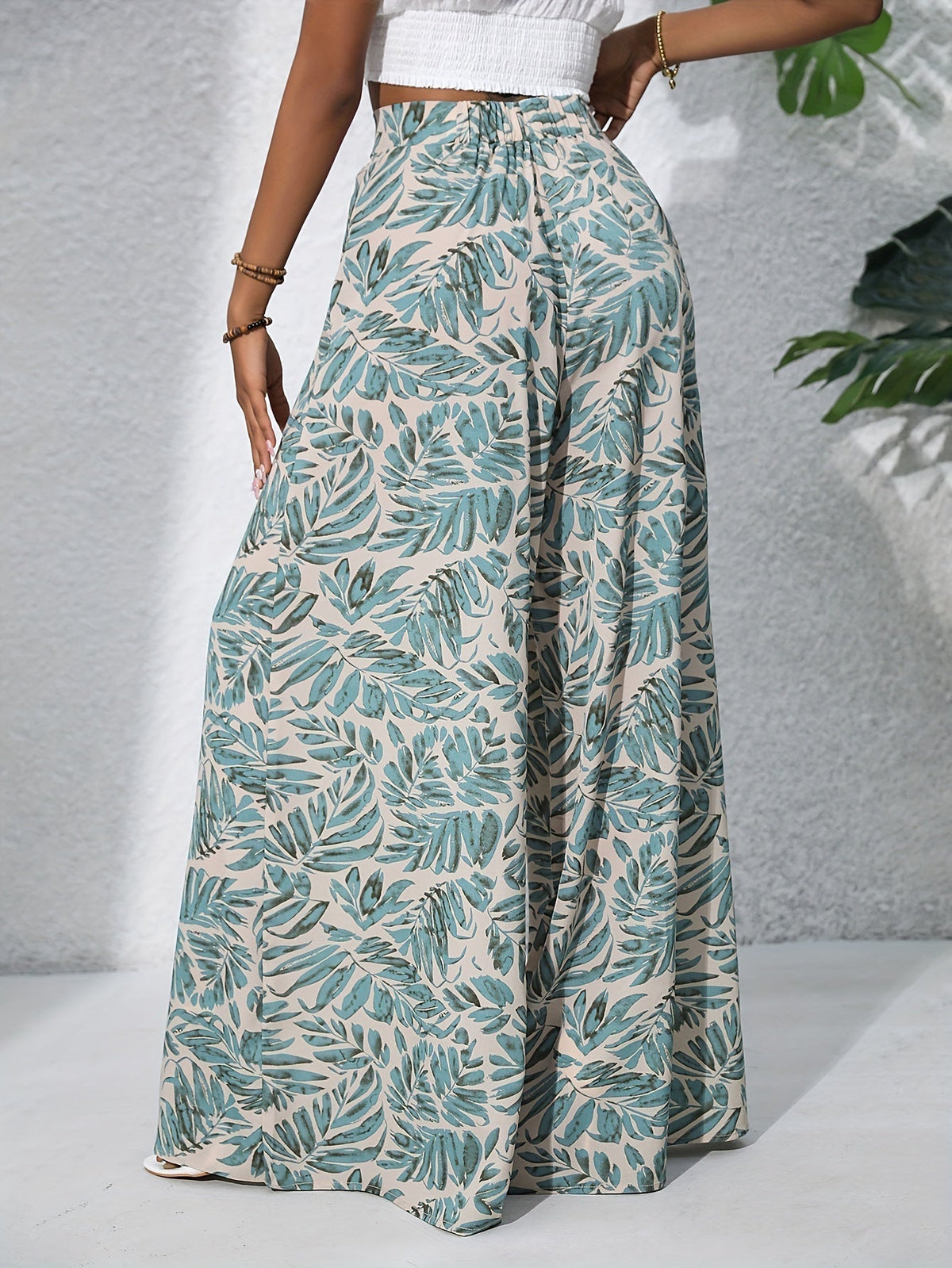 Pantalon palazzo femme taille haute imprime floral - Fluide et elegant