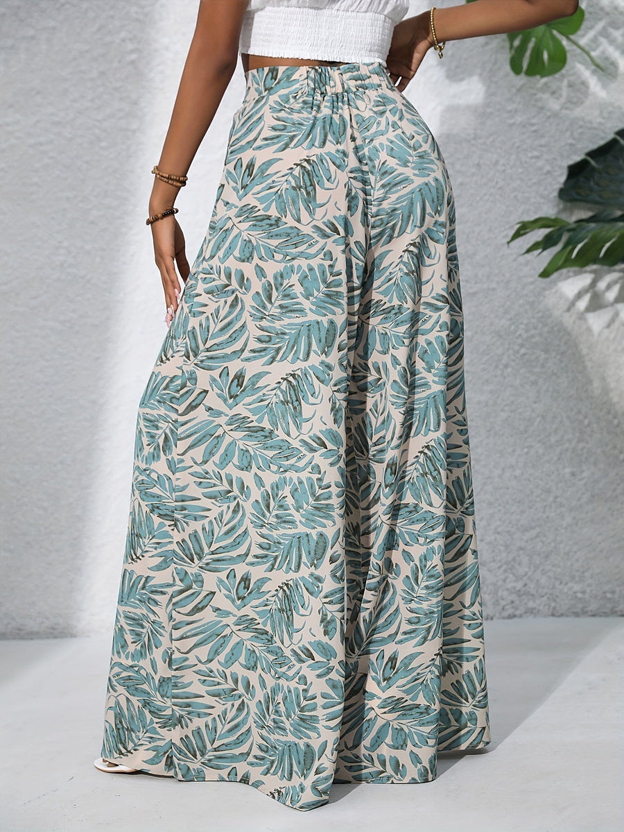 Pantalon palazzo femme taille haute imprime floral - Fluide et elegant