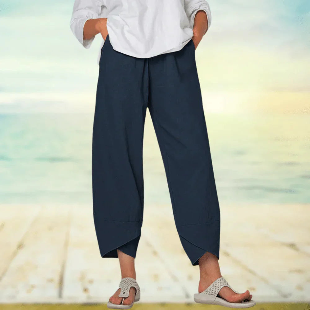 Pantalon aérien confort décontracté femmes – Coton léger, respirant, coupe ample et estivale