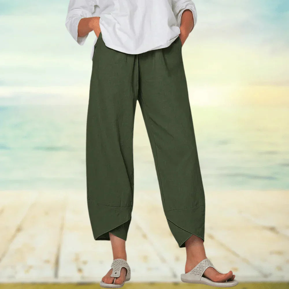 Pantalon aérien confort décontracté femmes – Coton léger, respirant, coupe ample et estivale