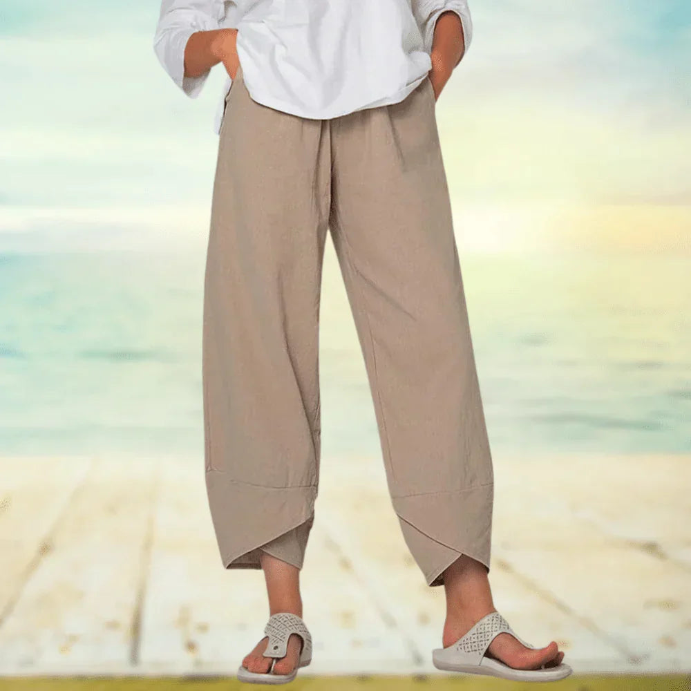Pantalon aérien confort décontracté femmes – Coton léger, respirant, coupe ample et estivale