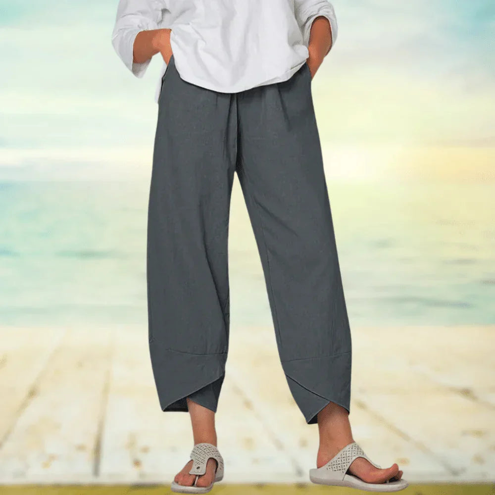 Pantalon aérien confort décontracté femmes – Coton léger, respirant, coupe ample et estivale