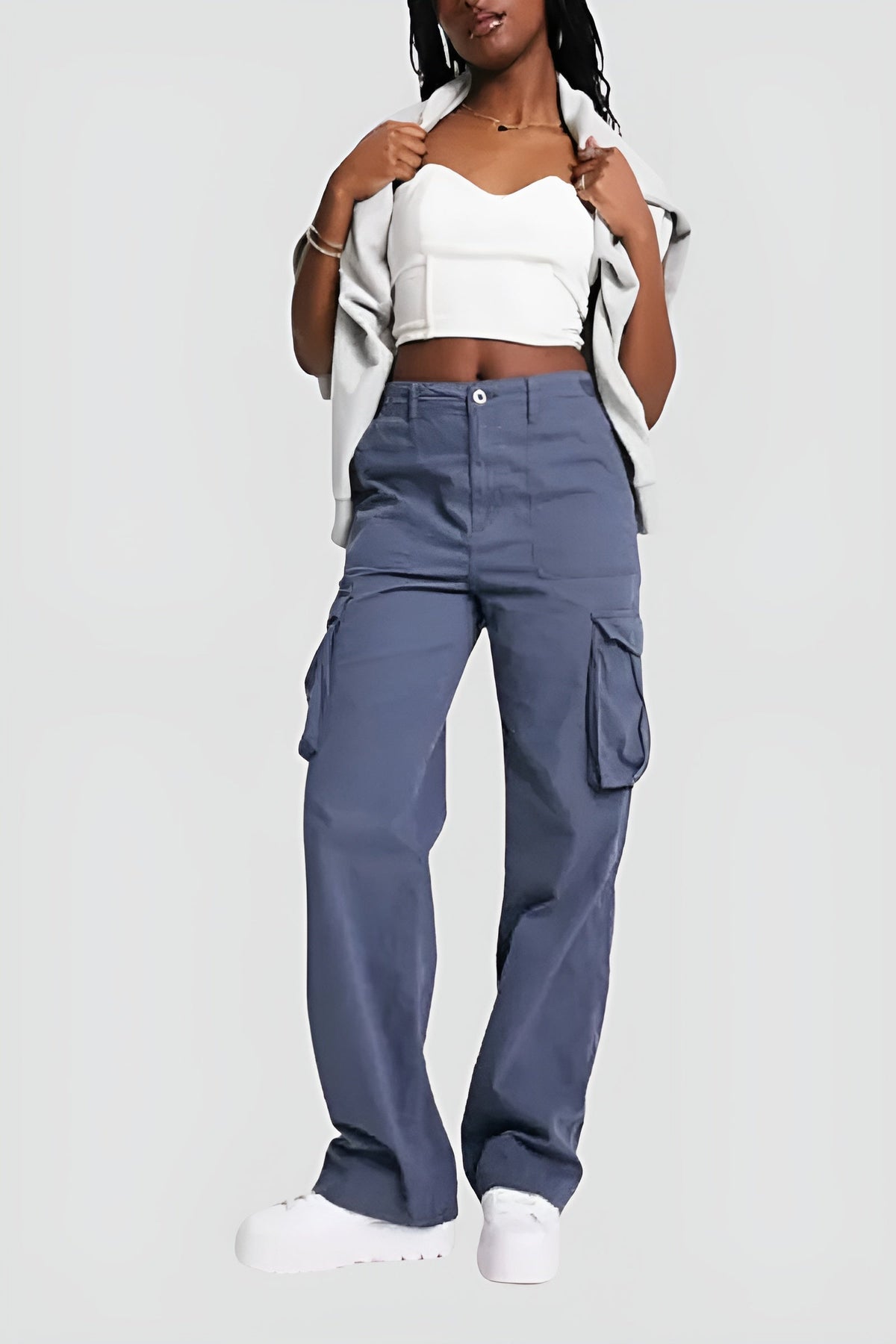 Pantalon cargo femme premium tendance stylé à jambes larges ajustables – Pantalon utilitaire taille haute coupe confortable