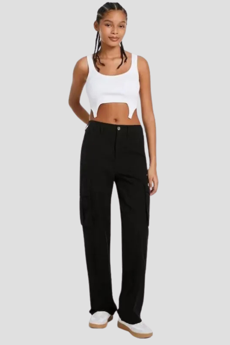 Pantalon cargo femme premium tendance stylé à jambes larges ajustables – Pantalon utilitaire taille haute coupe confortable