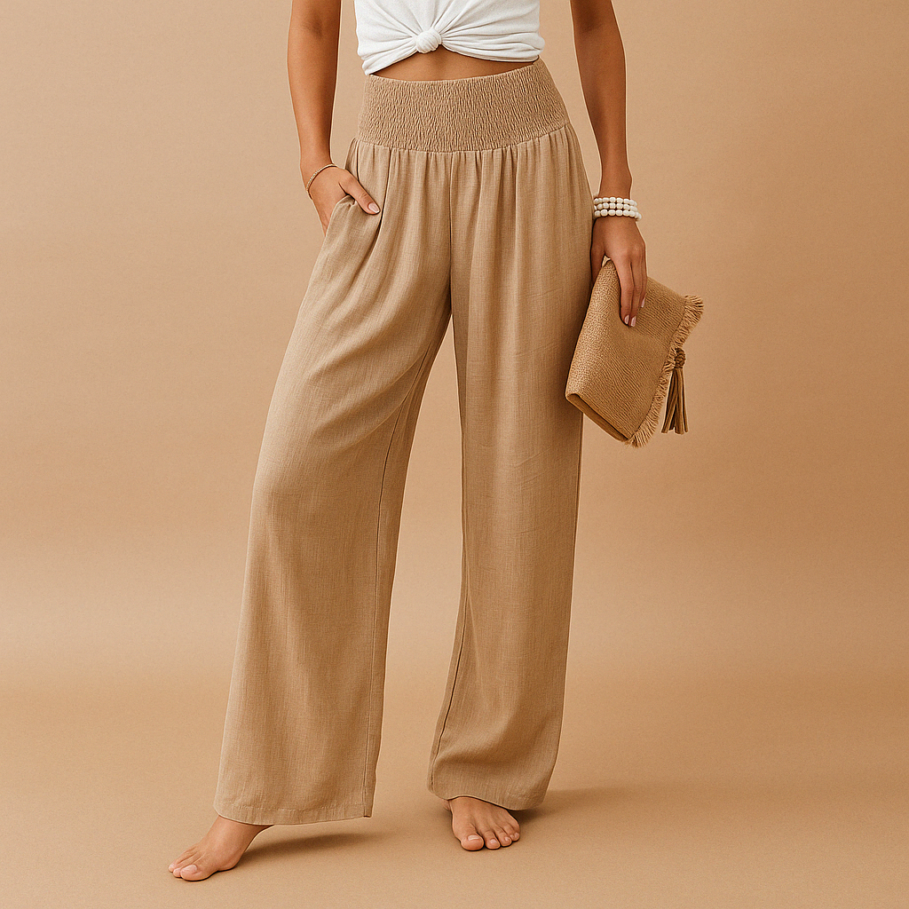 Pantalon élégant taille haute pour femme – Coupe décontractée et confortable avec taille élastique