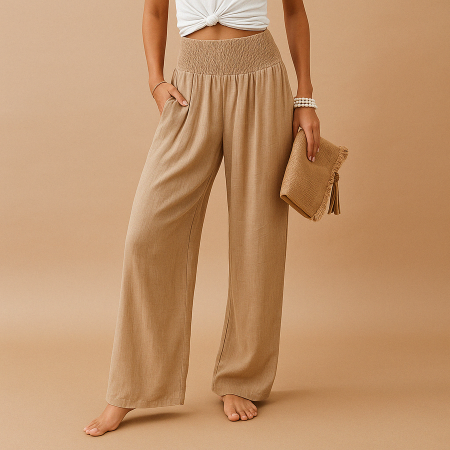 Pantalon élégant taille haute pour femme – Coupe décontractée et confortable avec taille élastique