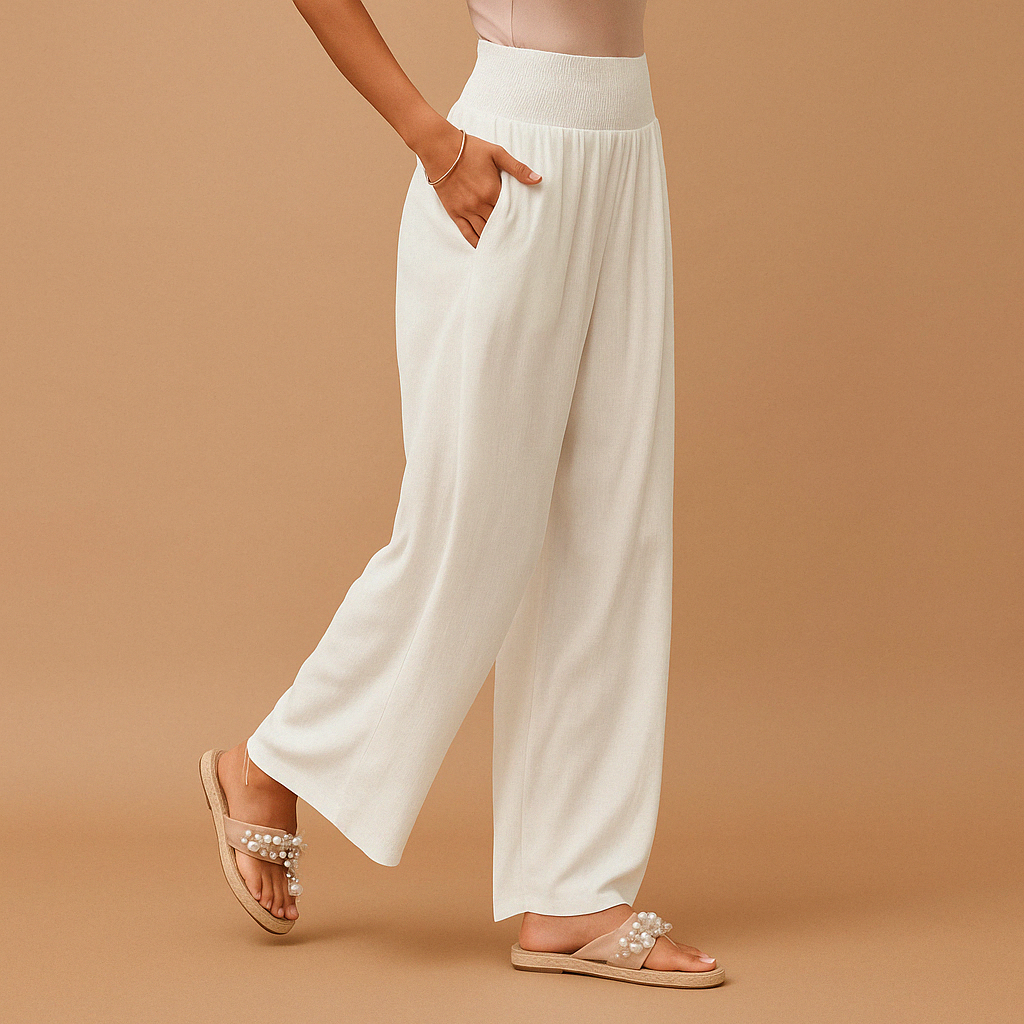 Pantalon élégant taille haute pour femme – Coupe décontractée et confortable avec taille élastique