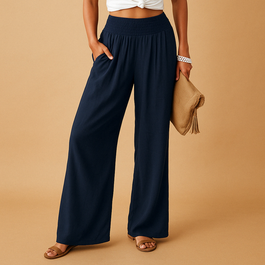 Pantalon élégant taille haute pour femme – Coupe décontractée et confortable avec taille élastique