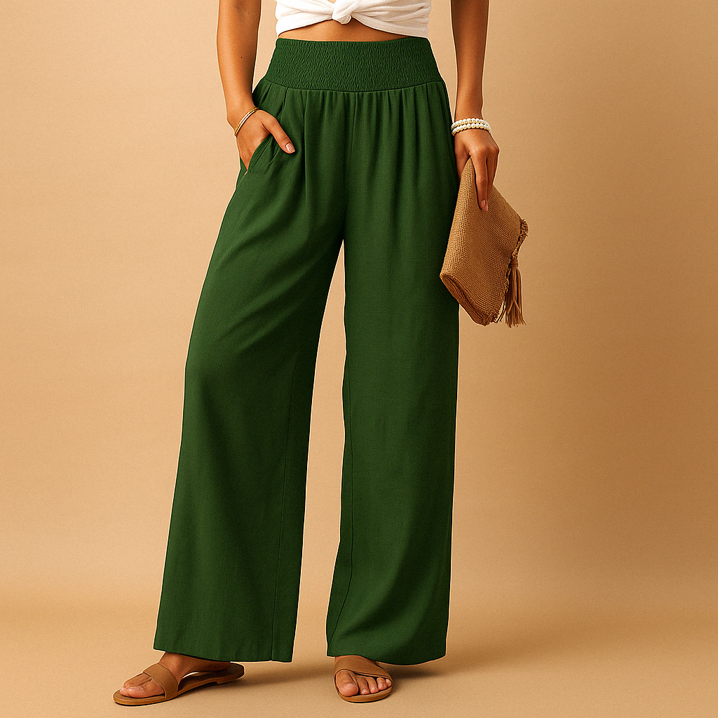 Pantalon élégant taille haute pour femme – Coupe décontractée et confortable avec taille élastique