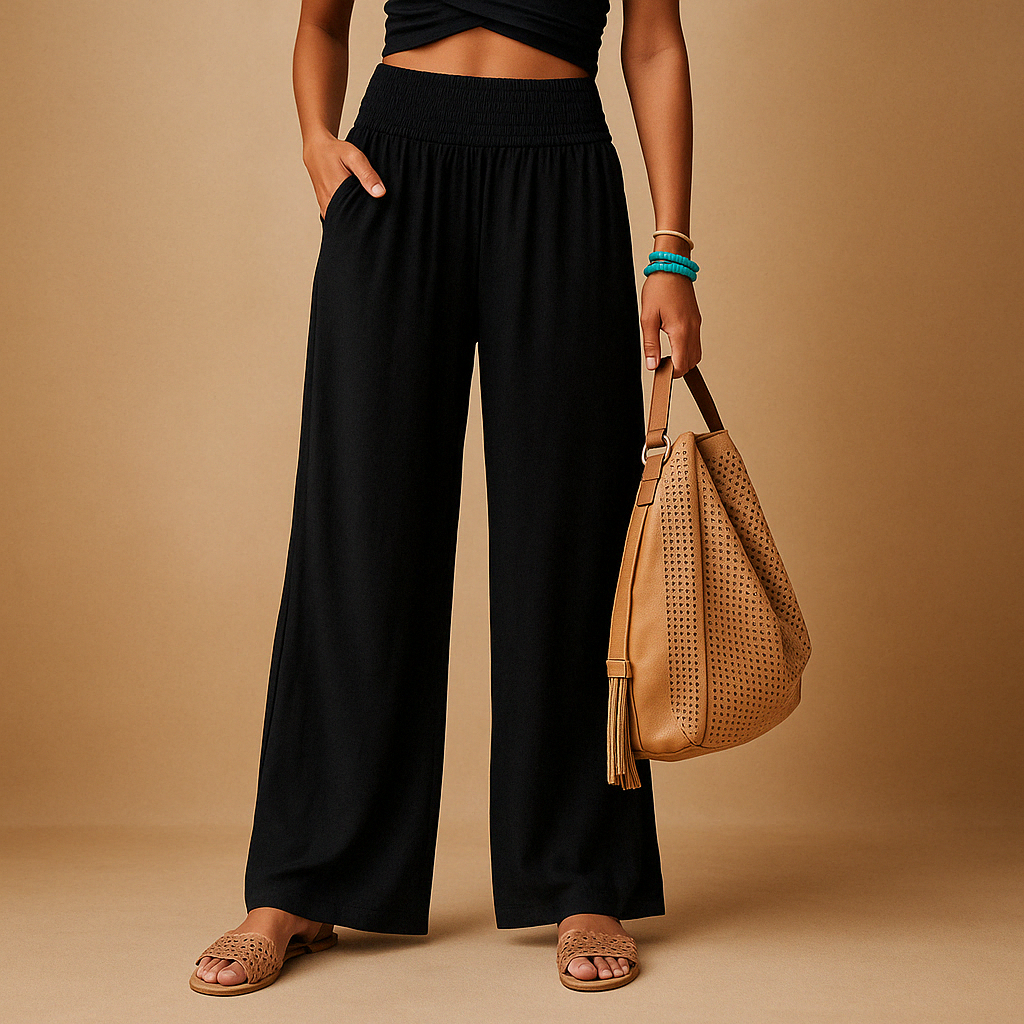 Pantalon élégant taille haute pour femme – Coupe décontractée et confortable avec taille élastique