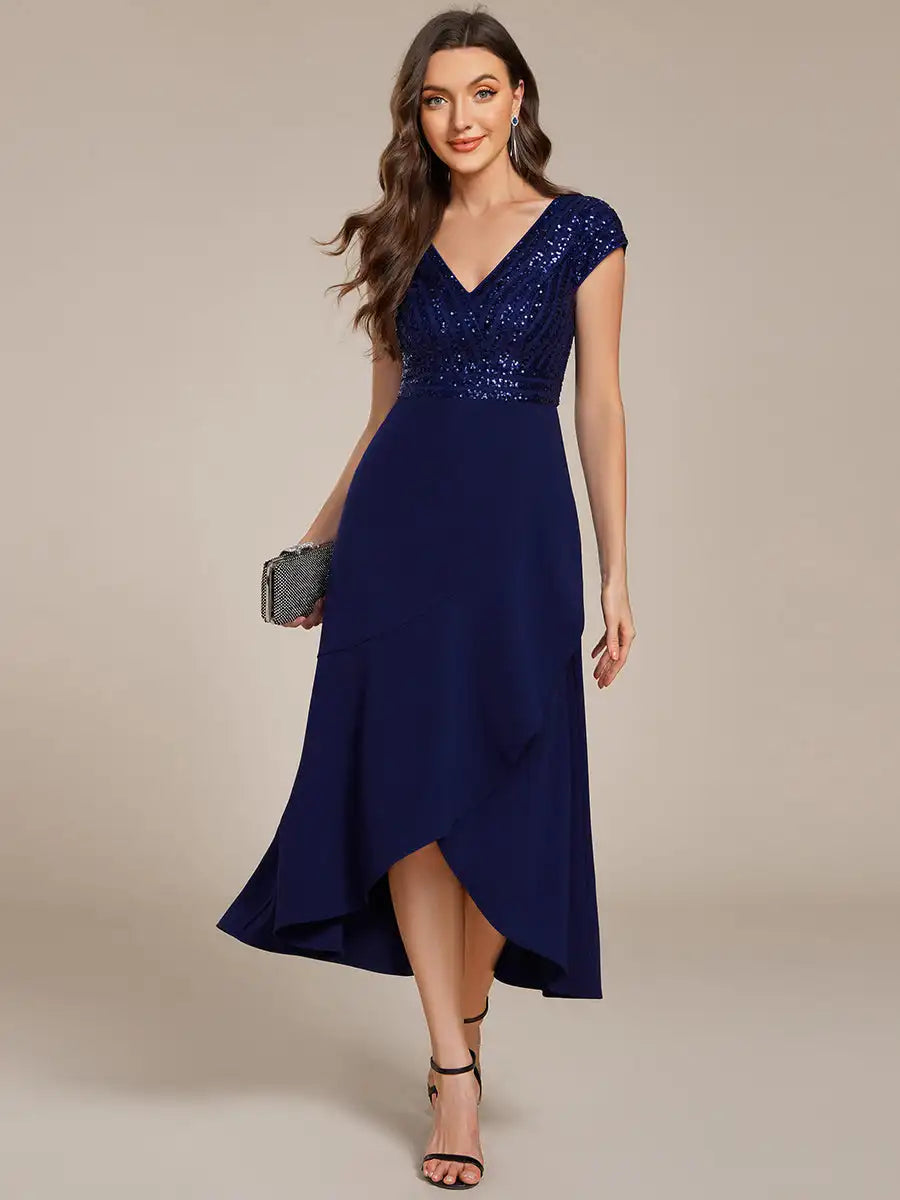 Nova | Robe de Soirée Détail Paillettes Décolleté V