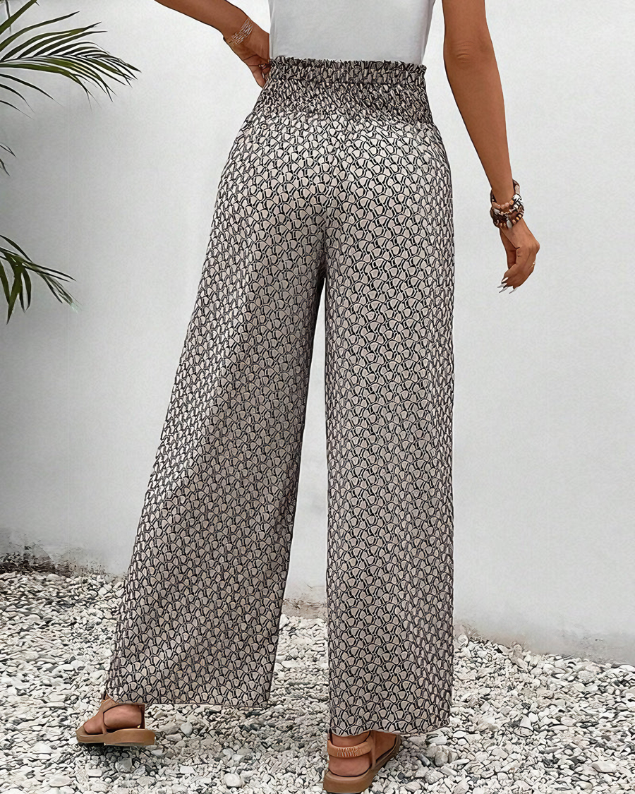 Pantalon Large à Coupe Décontractée pour Femme – Taille Haute Motif Décontracté
