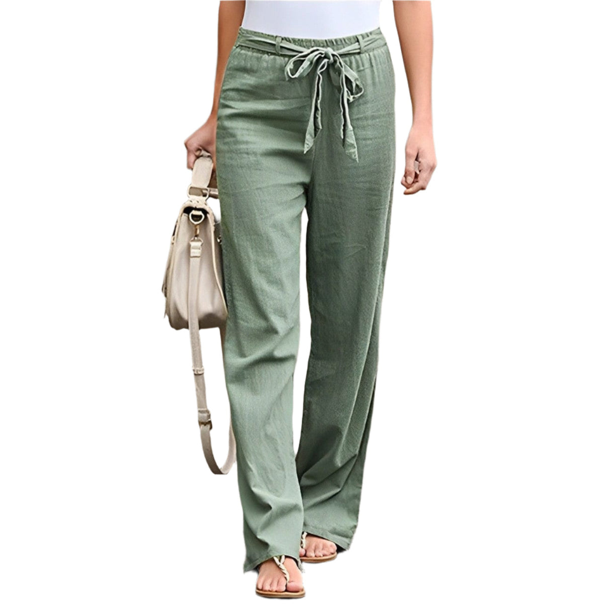 Pantalon large en lin confortable pour femmes – Taille élastique légère et coupe décontractée respirante pour l'été