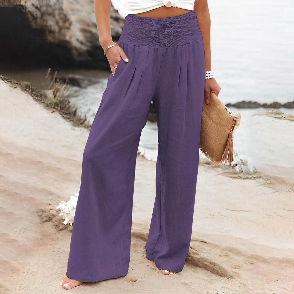 Pantalon femme large et fluide taille confortable