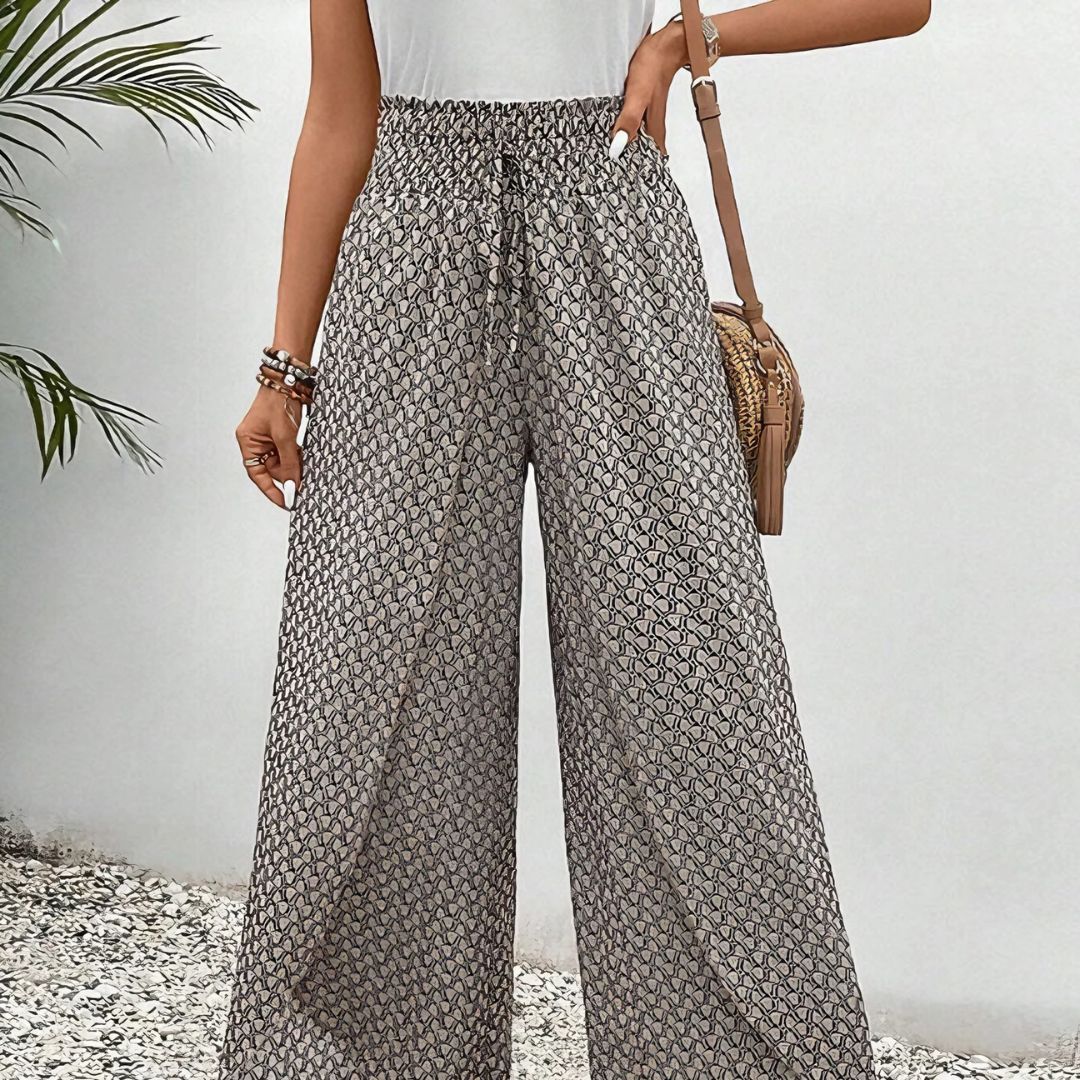 Pantalon Large à Coupe Décontractée pour Femme – Taille Haute Motif Décontracté