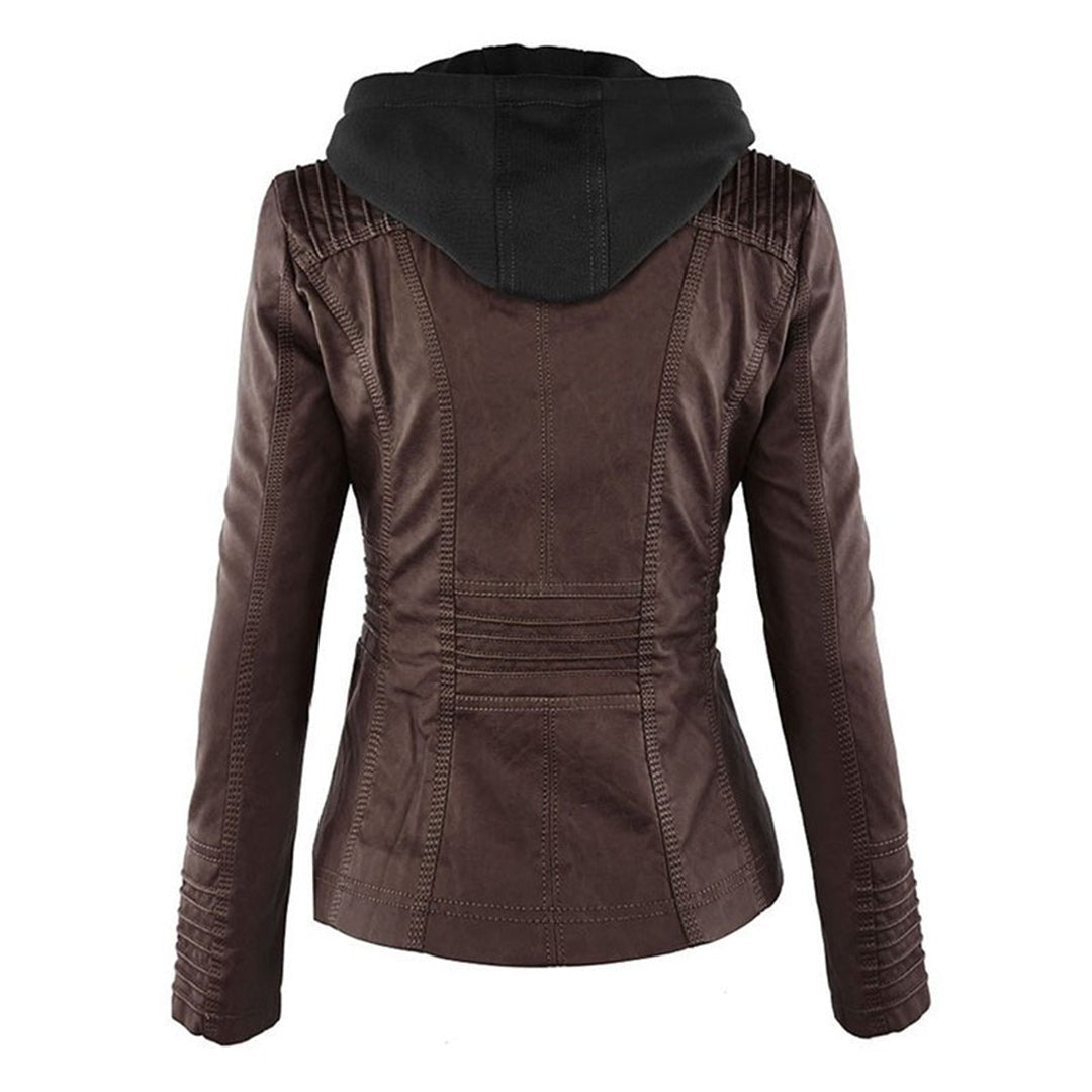 Marguerite - Veste Chic Cuir à Capuche