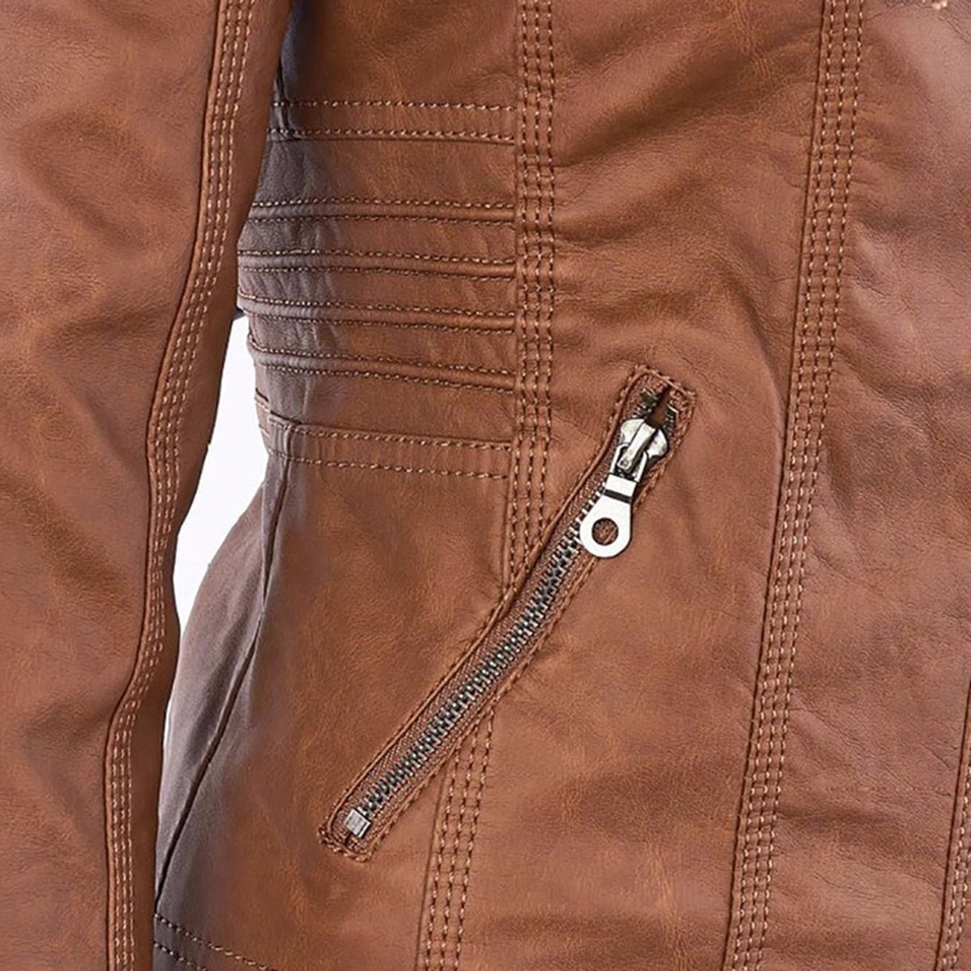 Marguerite - Veste Chic Cuir à Capuche