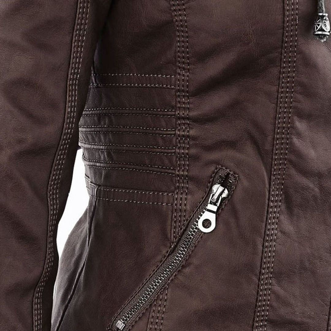 Marguerite - Veste Chic Cuir à Capuche