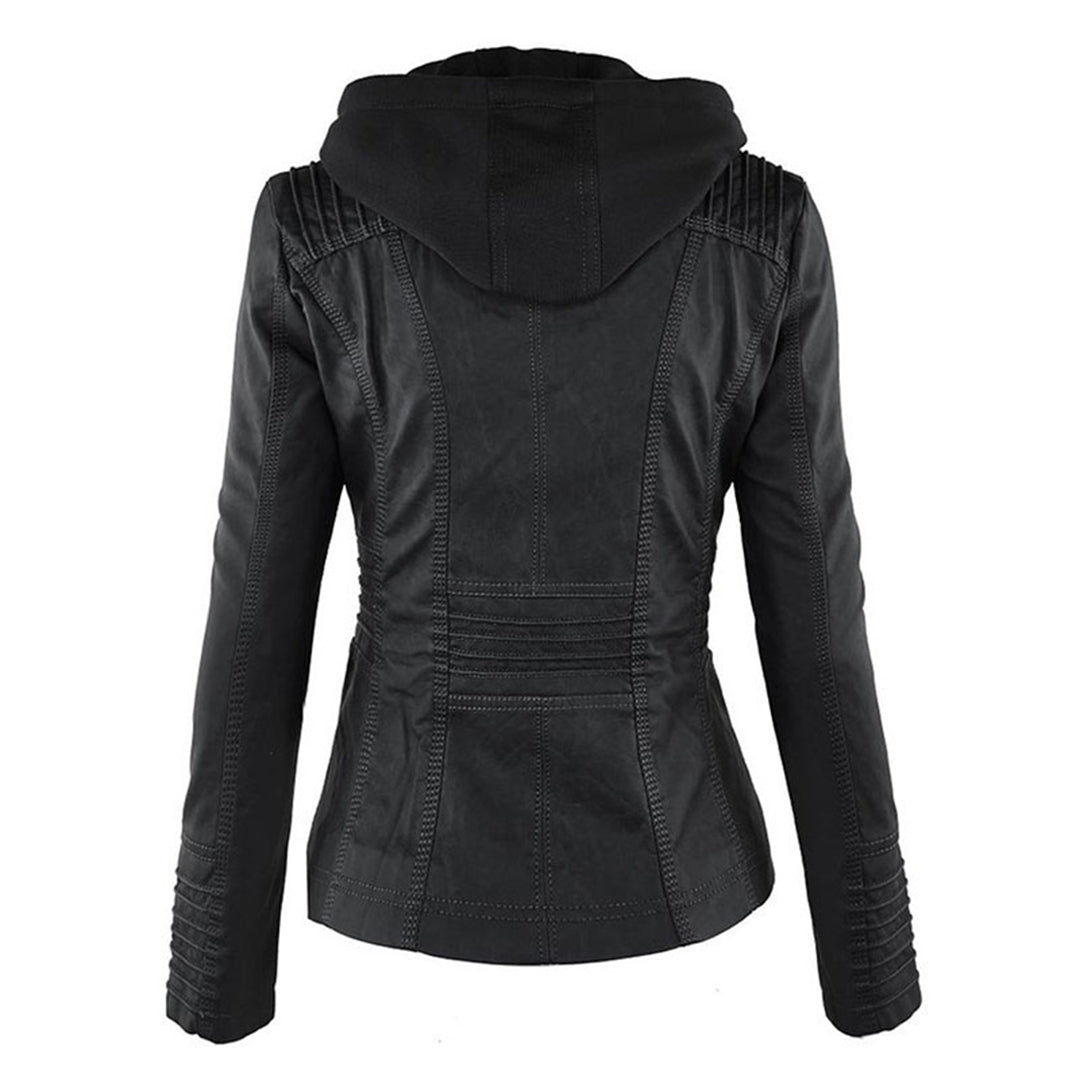 Marguerite - Veste Chic Cuir à Capuche
