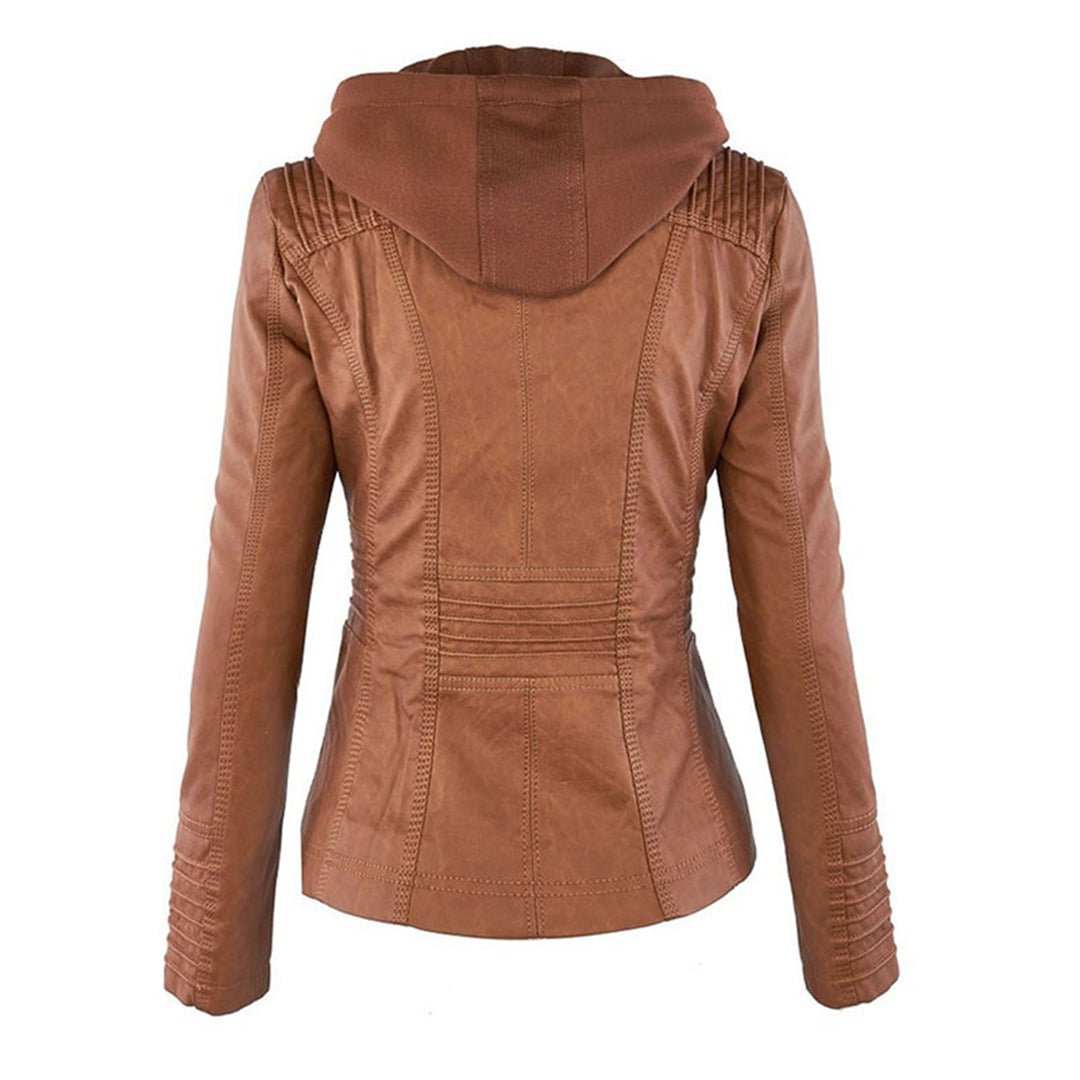 Marguerite - Veste Chic Cuir à Capuche