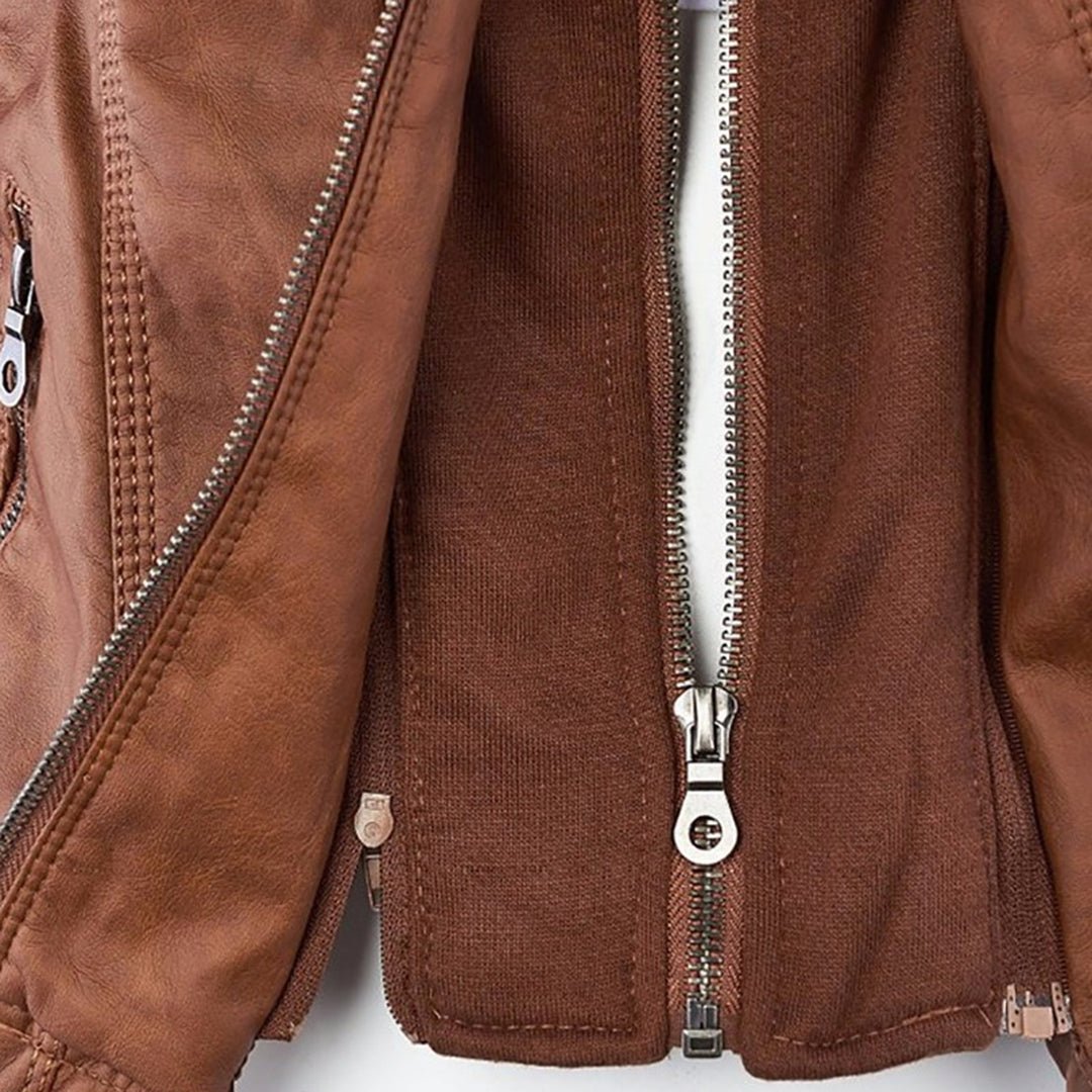 Marguerite - Veste Chic Cuir à Capuche