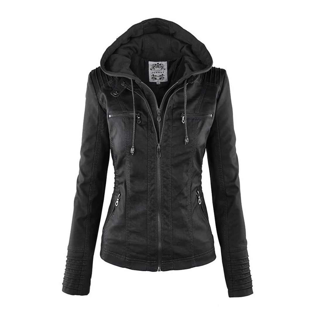 Marguerite - Veste Chic Cuir à Capuche