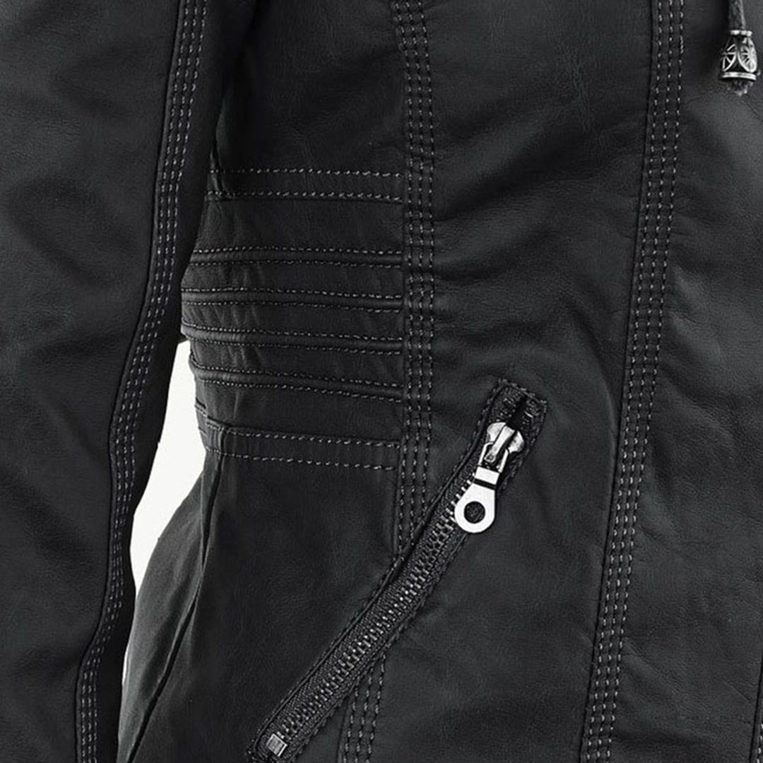Marguerite - Veste Chic Cuir à Capuche