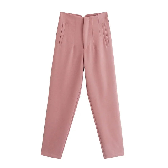 Pantalon taille haute élégant – Coupe droite et confortable