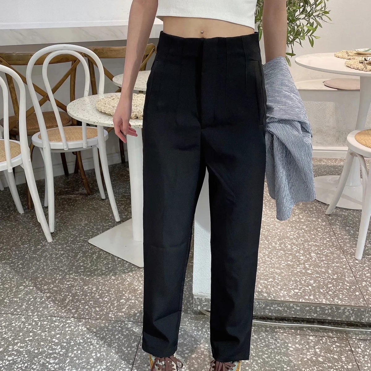 Pantalon taille haute élégant – Coupe droite et confortable