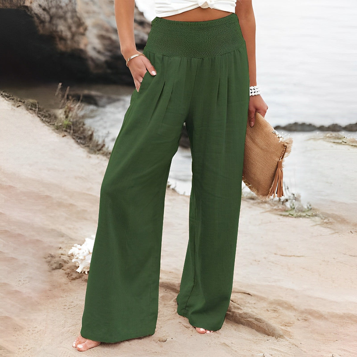 Pantalon femme large et fluide taille confortable